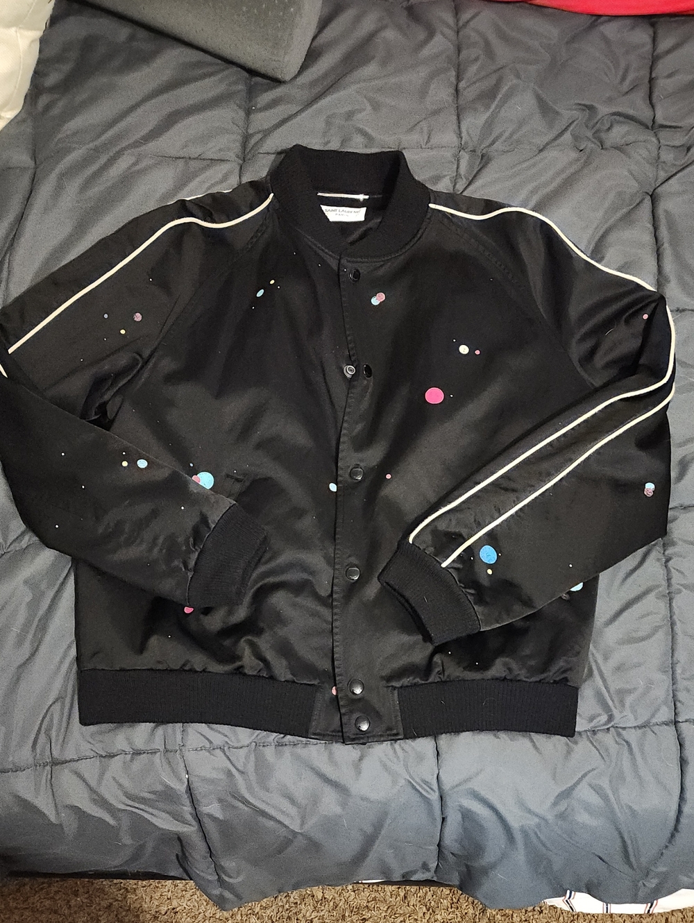 Authentic Saint Laurent Teddy Galaxy Bomber Jacket Size Medium Unisex 23x25